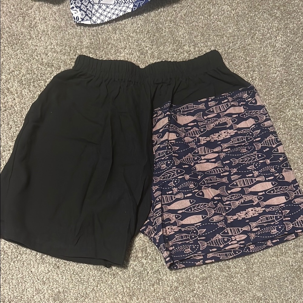 Black and Pink Fish Pattern Shorts
